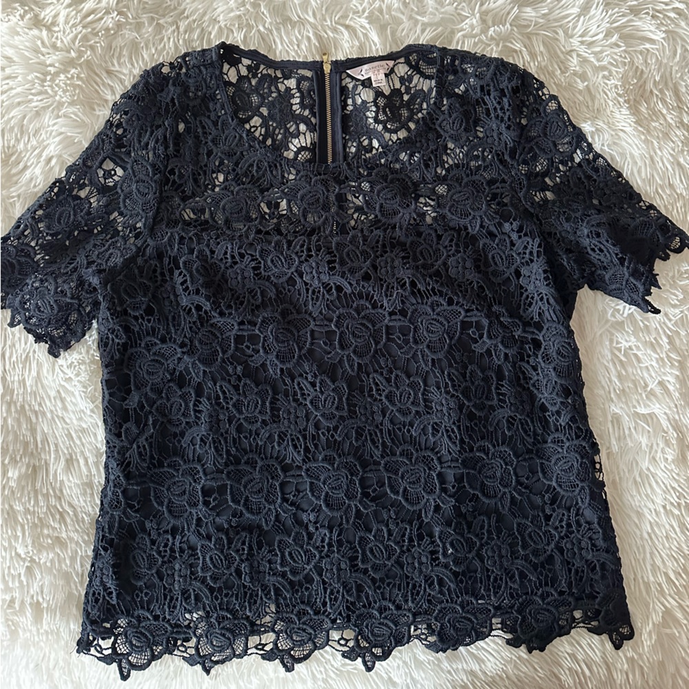 Navy crochet top